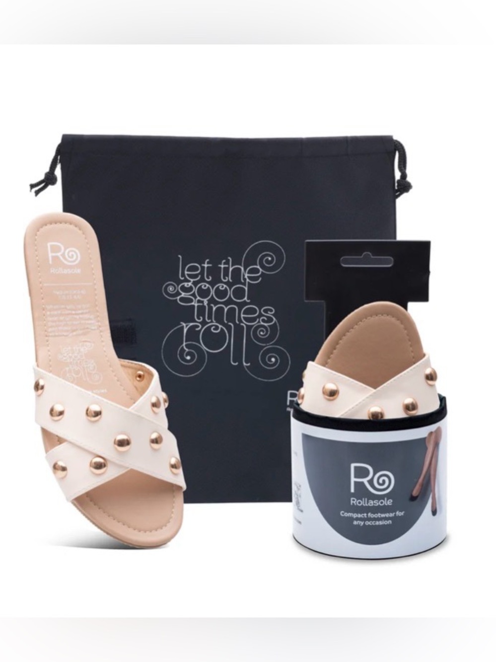 Rollasole Dulce Sandals Cream Gold Studded size S (5.5 to 6.5 shoe size)